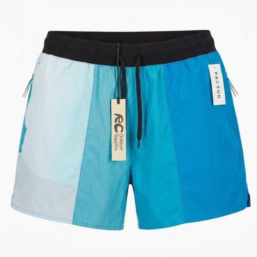 RC Outdoor Supply PacSun Mens Blue Colorblock Active Shorts Lined Medium NEW